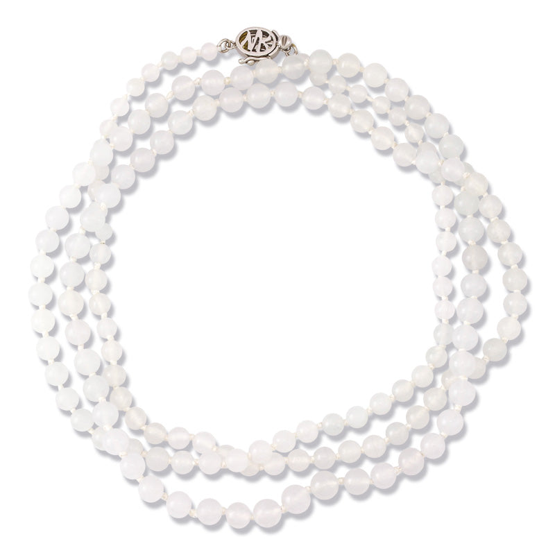 18K White Gold Ice Jadeite Jade Bead Necklace | UPC #369719