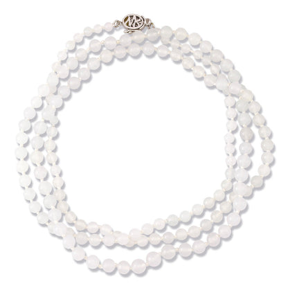 18K White Gold Ice Jadeite Jade Bead Necklace | UPC #369719