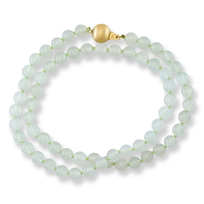 Water Jadeite Jade Bead Necklace 14K Yellow Gold | UPC #407718