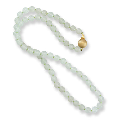 Water Jadeite Jade Bead Necklace 14K Yellow Gold | UPC #407718