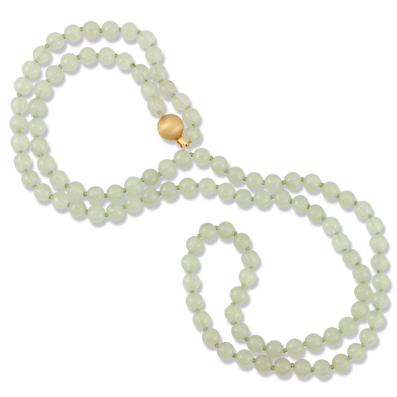 18K YELLOW GOLD WATER JADEITE JADE BEAD NECKLACE UPC #375116