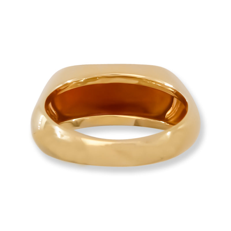 Red Jadeite Jade Saddle Ring in 14K Yellow Gold | UPC #406391