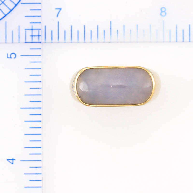 14K YELLOW GOLD LAVENDER JADEITE JADE SADDLE RING UPC #379077