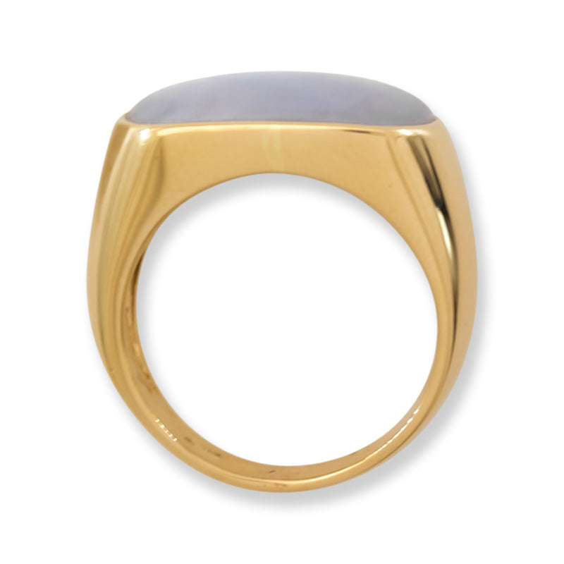 Lavender Jadeite Jade Saddle Ring in 14K Yellow Gold | UPC #406377