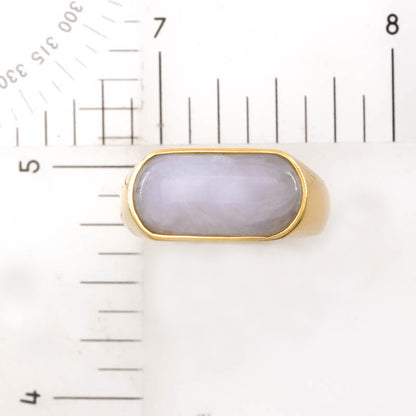 Lavender Jadeite Jade Saddle Ring in 14K Yellow Gold | UPC #406377