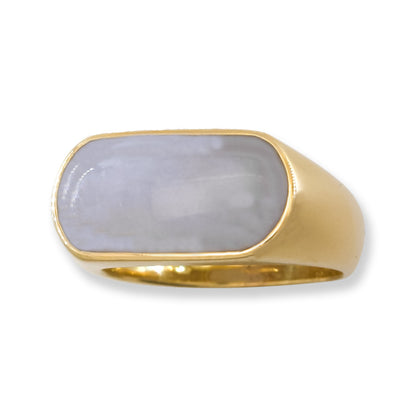 Lavender Jadeite Jade Saddle Ring in 14K Yellow Gold | UPC #406377