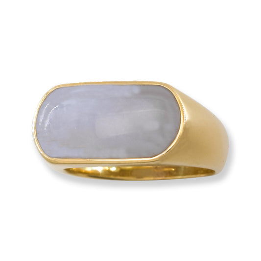 Lavender Jadeite Jade Saddle Ring in 14K Yellow Gold | UPC #406377