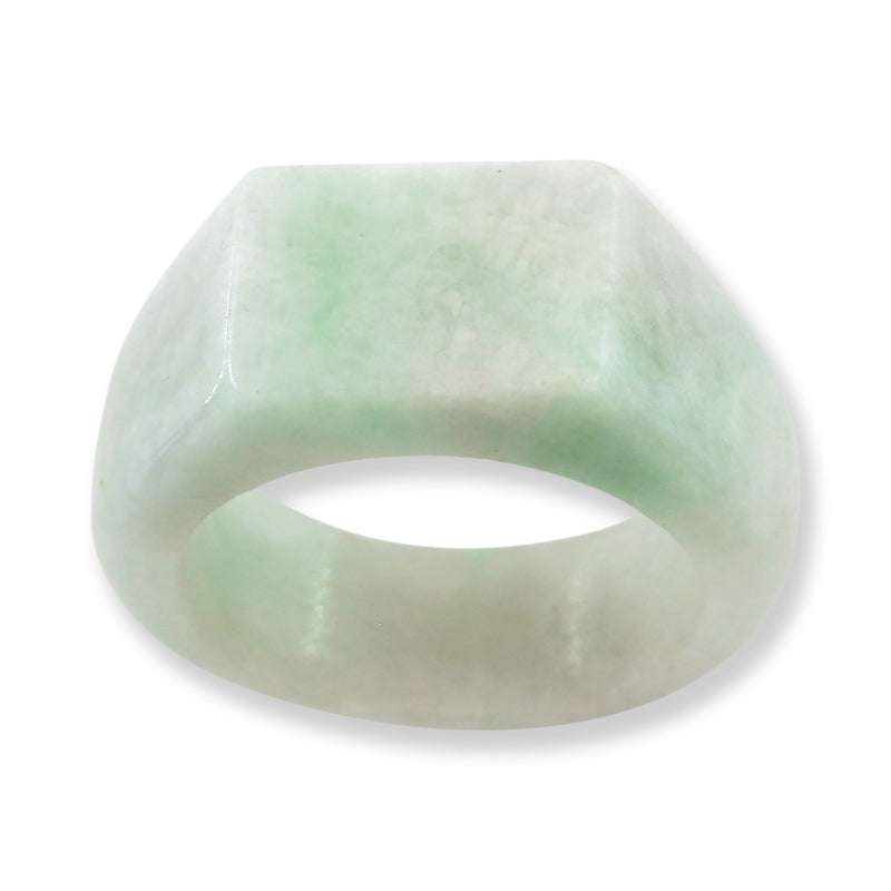 Green Jadeite Jade Flat Top Saddle Band Ring Finger Size 9.5 | UPC #407053