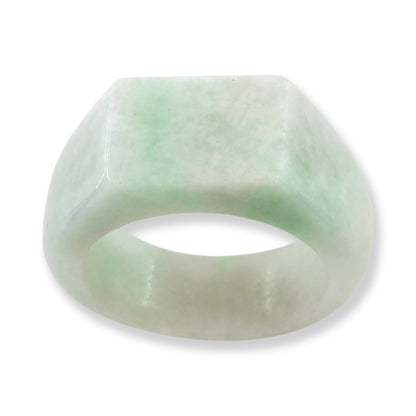 Green Jadeite Jade Flat Top Saddle Band Ring Finger Size 9.5 | UPC #407053