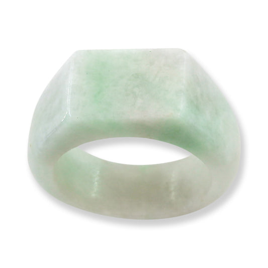 Green Jadeite Jade Flat Top Saddle Band Ring Finger Size 9.5 | UPC #407053