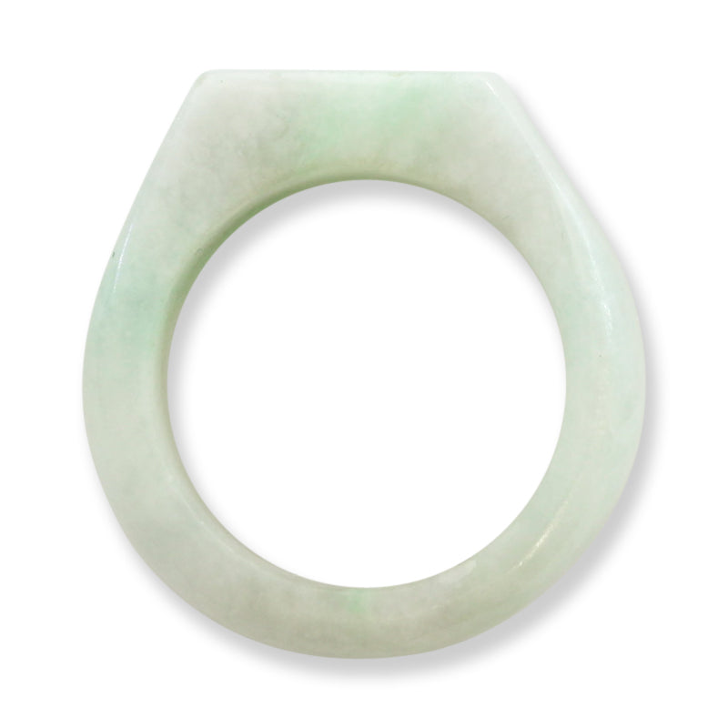 Green Jadeite Jade Flat Top Saddle Band Ring Finger Size 9.5 | UPC #407053