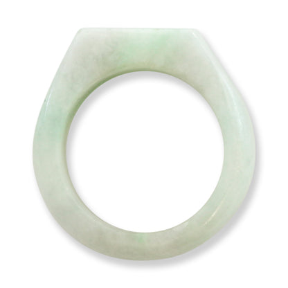 Green Jadeite Jade Flat Top Saddle Band Ring Finger Size 9.5 | UPC #407053