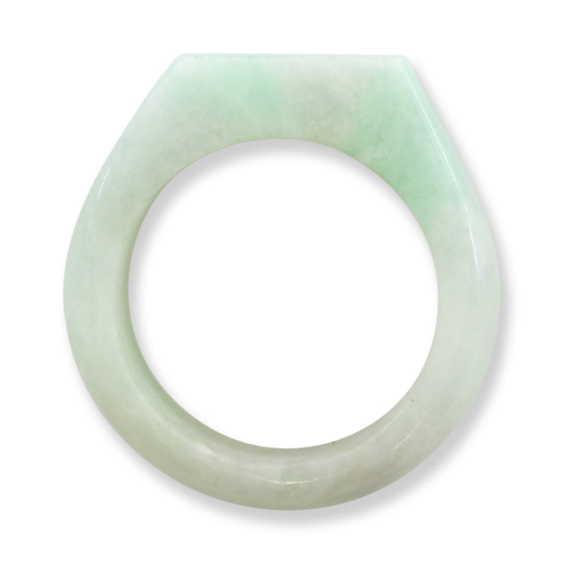 Green Jadeite Jade Flat Top Saddle Band Ring Finger Size 9.5 | UPC #407053