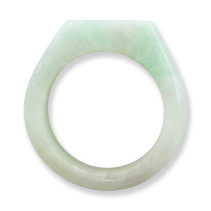 Green Jadeite Jade Flat Top Saddle Band Ring Finger Size 9.5 | UPC #407053