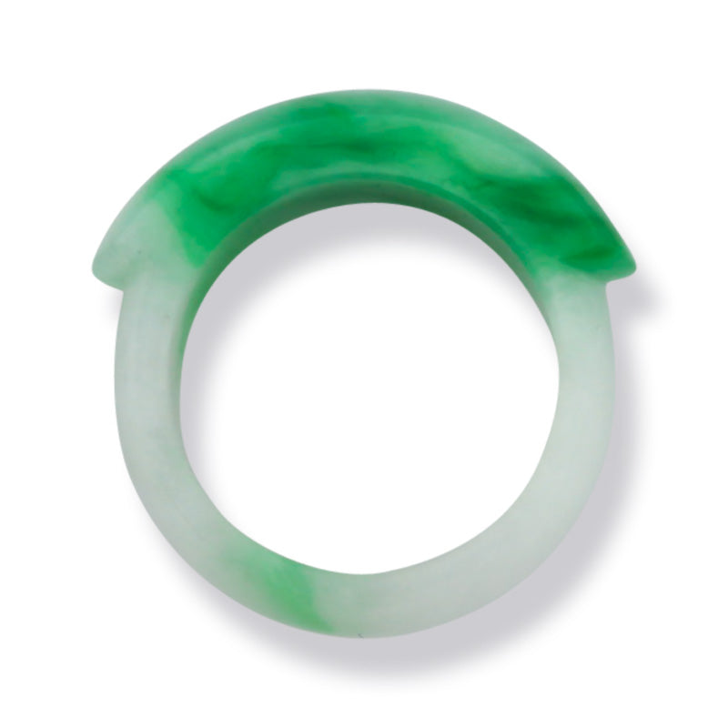 Solid Jade Saddle Ring | Green Jadeite Jade Ring Continuous Saddle Band Size 7 | UPC #267466