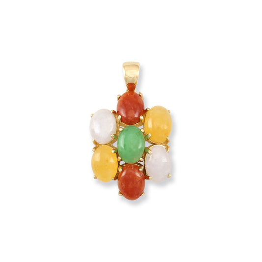 14K YELLOW GOLD RAINBOW JADEITE JADE PENDANT UPC #397200
