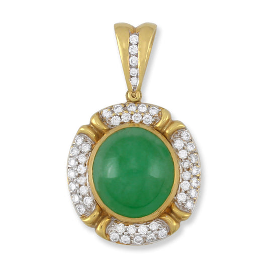 Green Jadeite Jade 18K Yellow Gold Pendant | UPC #308756