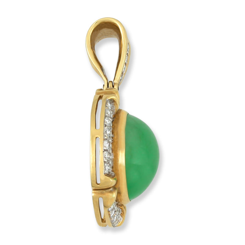Green Jadeite Jade 18K Yellow Gold Pendant | UPC #308756