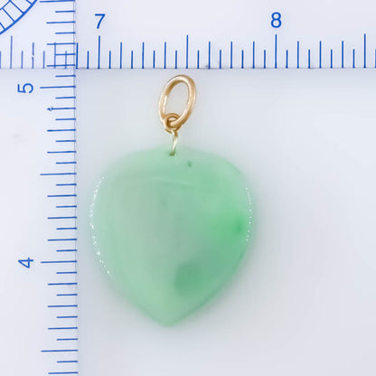 Green Jadeite Jade Heart 14K Yellow Pendant | UPC #399914