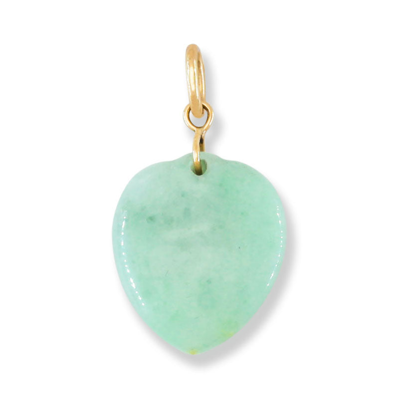 Green Jadeite Jade Heart 14K Yellow Pendant jade jewelry