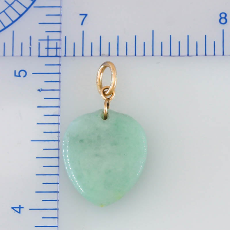 Green Jadeite Jade Heart 14K Yellow Pendant jade jewelry