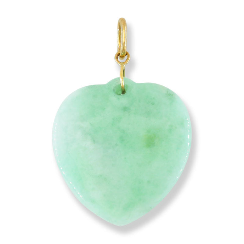Green Jadeite Jade Heart 14K Yellow Pendant jade jewelry