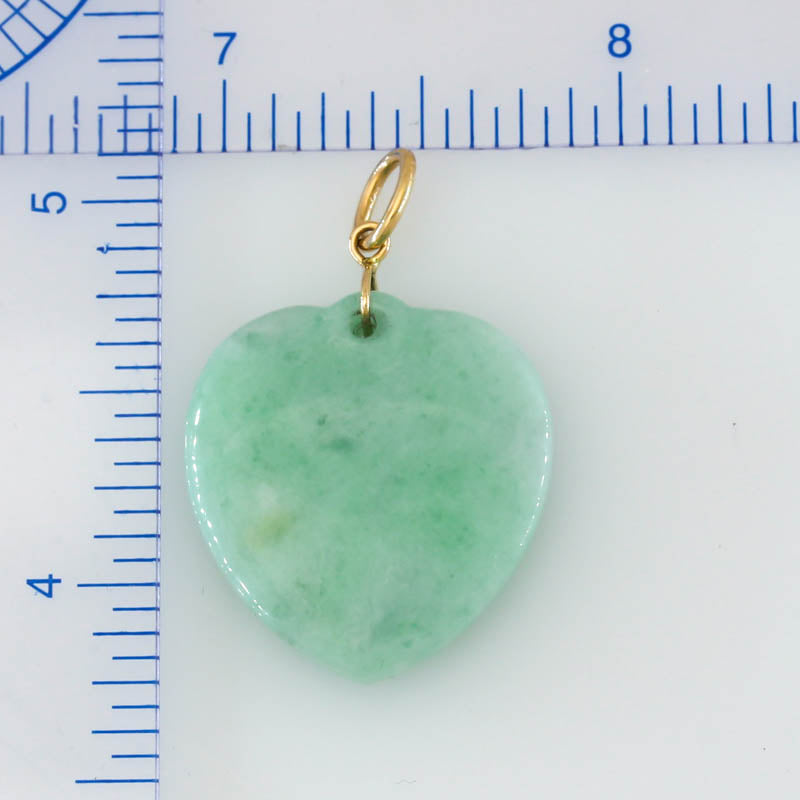Green Jadeite Jade Heart 14K Yellow Pendant jade jewelry