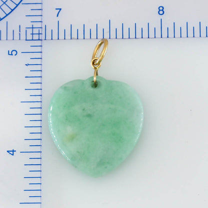Green Jadeite Jade Heart 14K Yellow Pendant jade jewelry