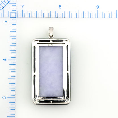 Light Purple Jade Pendant | Natural Lavender Jadeite Jade Tablet with Onyx and Diamonds | UPC #393615