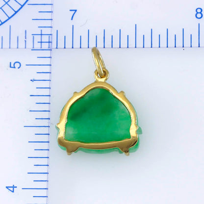18K Yellow Gold Green Jadeite Jade Carved Buddha Pendant | UPC #395466
