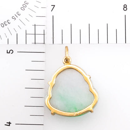 14K Yellow Gold Green Jadeite Jade Carving | Jade Buddha Pendant | UPC #406285