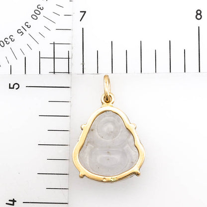 Ice Jadeite Jade Carving 14K Yellow Gold  | Jade Buddha Pendant | UPC #406292