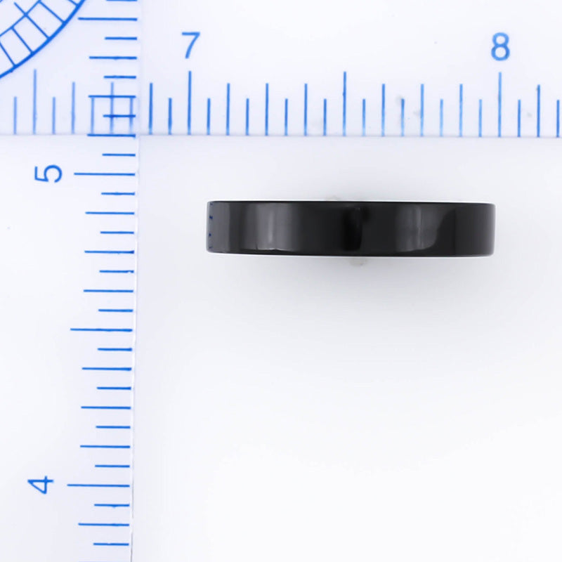 BLACK NEPHRITE FLAT JADE BAND RING FINGER SIZE 6.75 UPC #266551