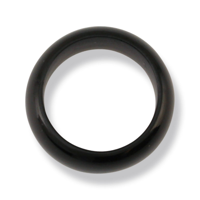 BLACK NEPHRITE JADE WIDE BAND RING FINGER SIZE 10 UPC #251526