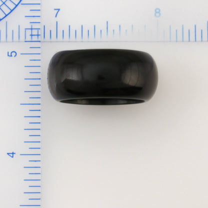 BLACK NEPHRITE JADE WIDE BAND RING FINGER SIZE 10 UPC #251526