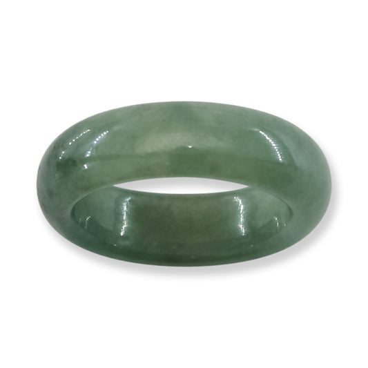 Green Jadeite Jade Band Ring Finger Size 7 | UPC #407251