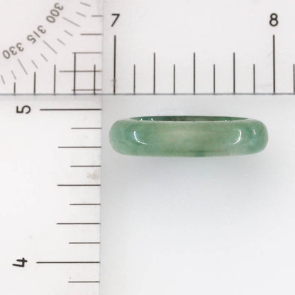 Green Jadeite Jade Band Ring Finger Size 7 | UPC #350571