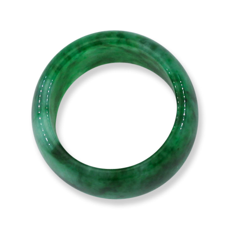 Vintage Green Jadeite Jade Wide Band Ring Size 6.75 | UPC #399631