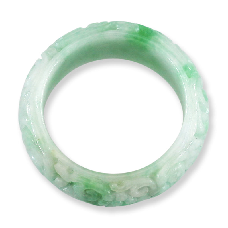 Green Jadeite Jade Carved Band Ring Finger Size 11.5 | UPC #406063
