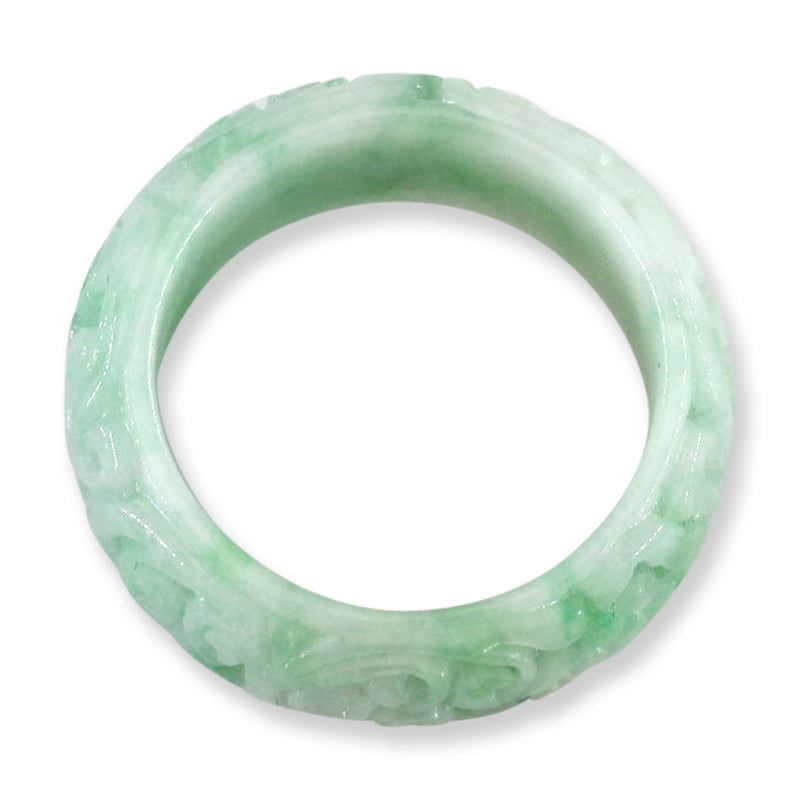 Green Jadeite Jade Carved Band Ring Finger Size 11.5 | UPC #406063