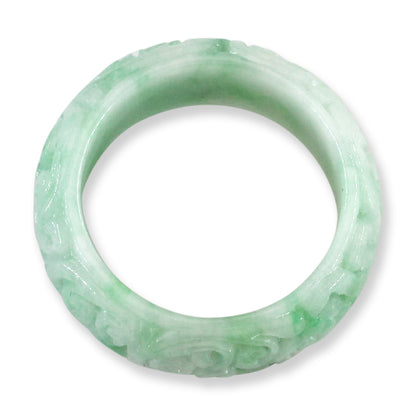 Green Jadeite Jade Carved Band Ring Finger Size 11.5 | UPC #406063