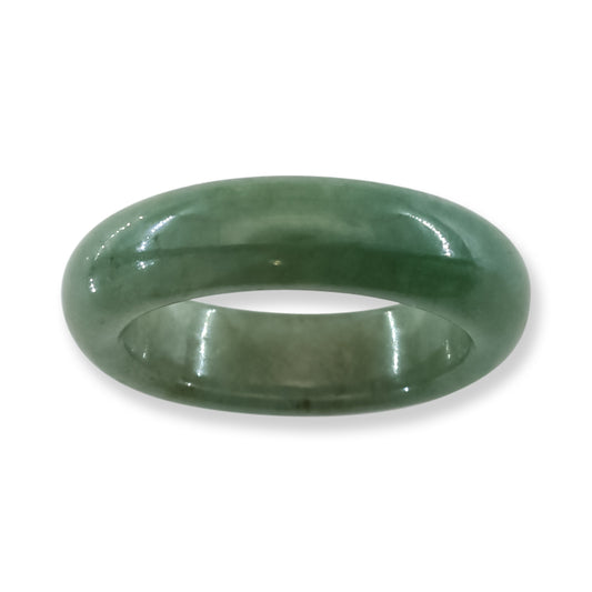 Green Jadeite Jade Band Ring Finger Size 8 | UPC #185920