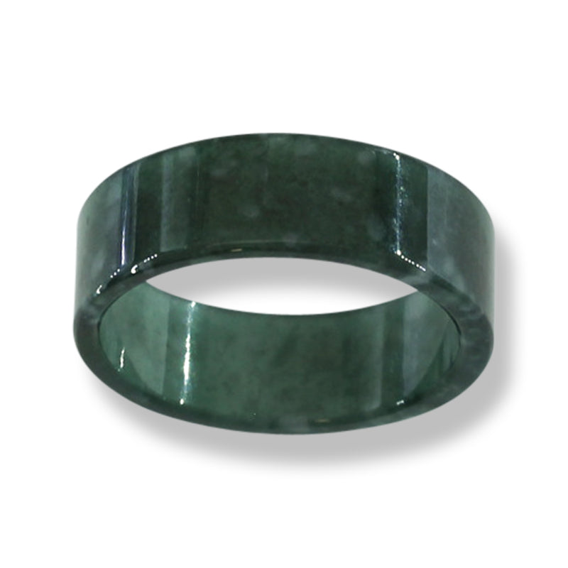 Green Jadeite Jade Flat Continuous Band Ring Size 8.25 | UPC #395190