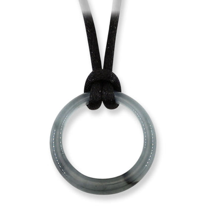 Blue Green Jadeite Jade Circle Adjustable Cord Necklace | UPC #395060