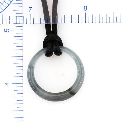 Blue Green Jadeite Jade Circle Adjustable Cord Necklace | UPC #395060