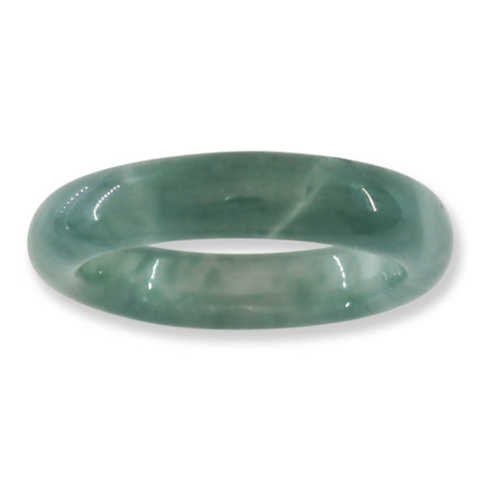 Blue Green Jadeite Jade Band Ring Finger Size 8.5 | UPC #395046