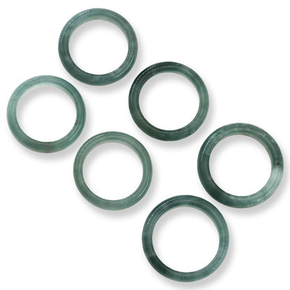 Blue Green Jadeite Jade Band Ring Finger Size 8.5 | UPC #395046