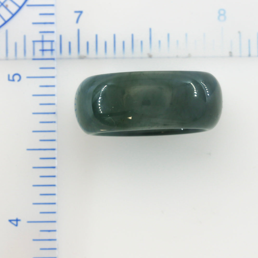 Green Jadeite Jade Solid Band Ring Finger Size 7.75 | UPC #395022