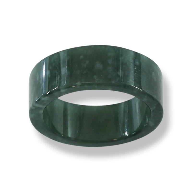 Green Jadeite Jade Flat Continuous Band | Solid Jade Wedding Band | Size 8.5 | UPC #395213