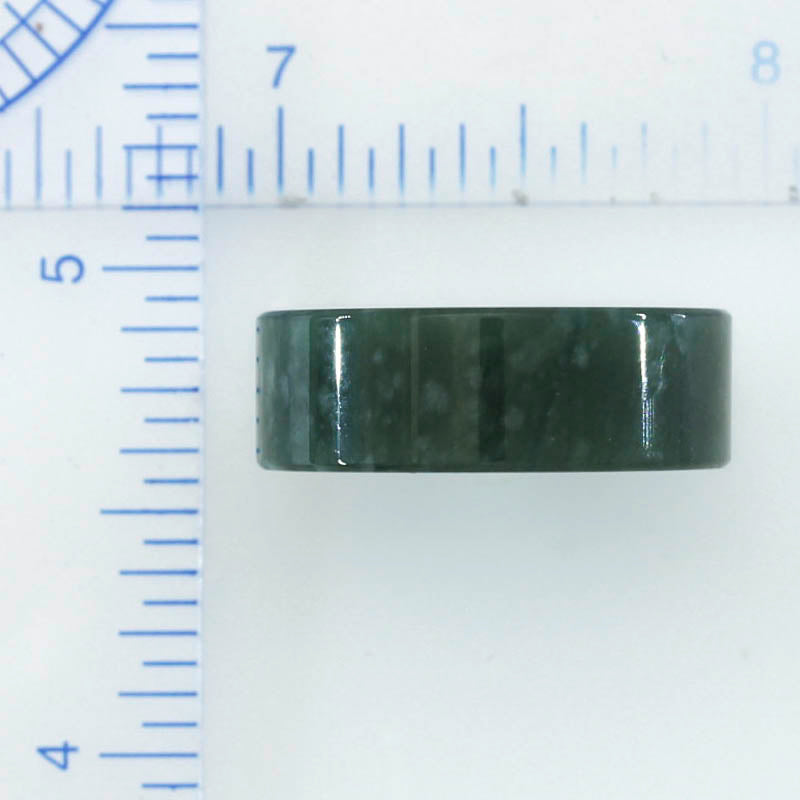 Green Jadeite Jade Flat Continuous Band | Solid Jade Wedding Band | Size 8.5 | UPC #395213